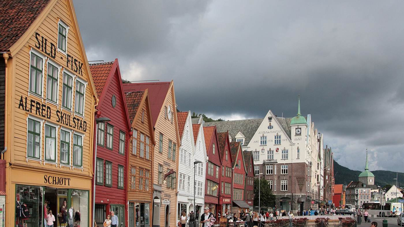 Drewniane domy kupieckie Bryggen w Bergen, wpisane na listę UNESCO
