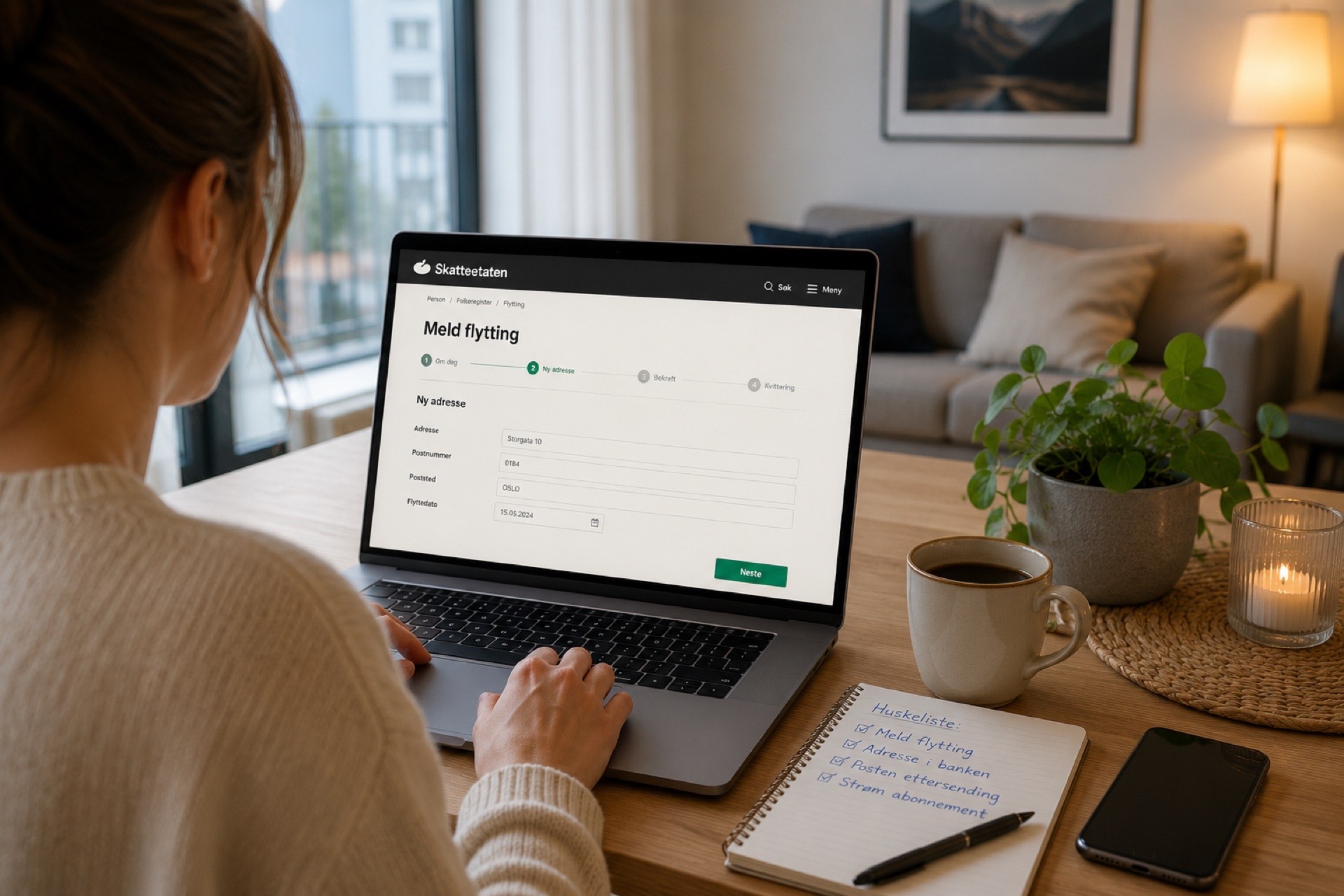 Zgłoszenie przeprowadzki online – formularz Meld flytting na stronie Skatteetaten