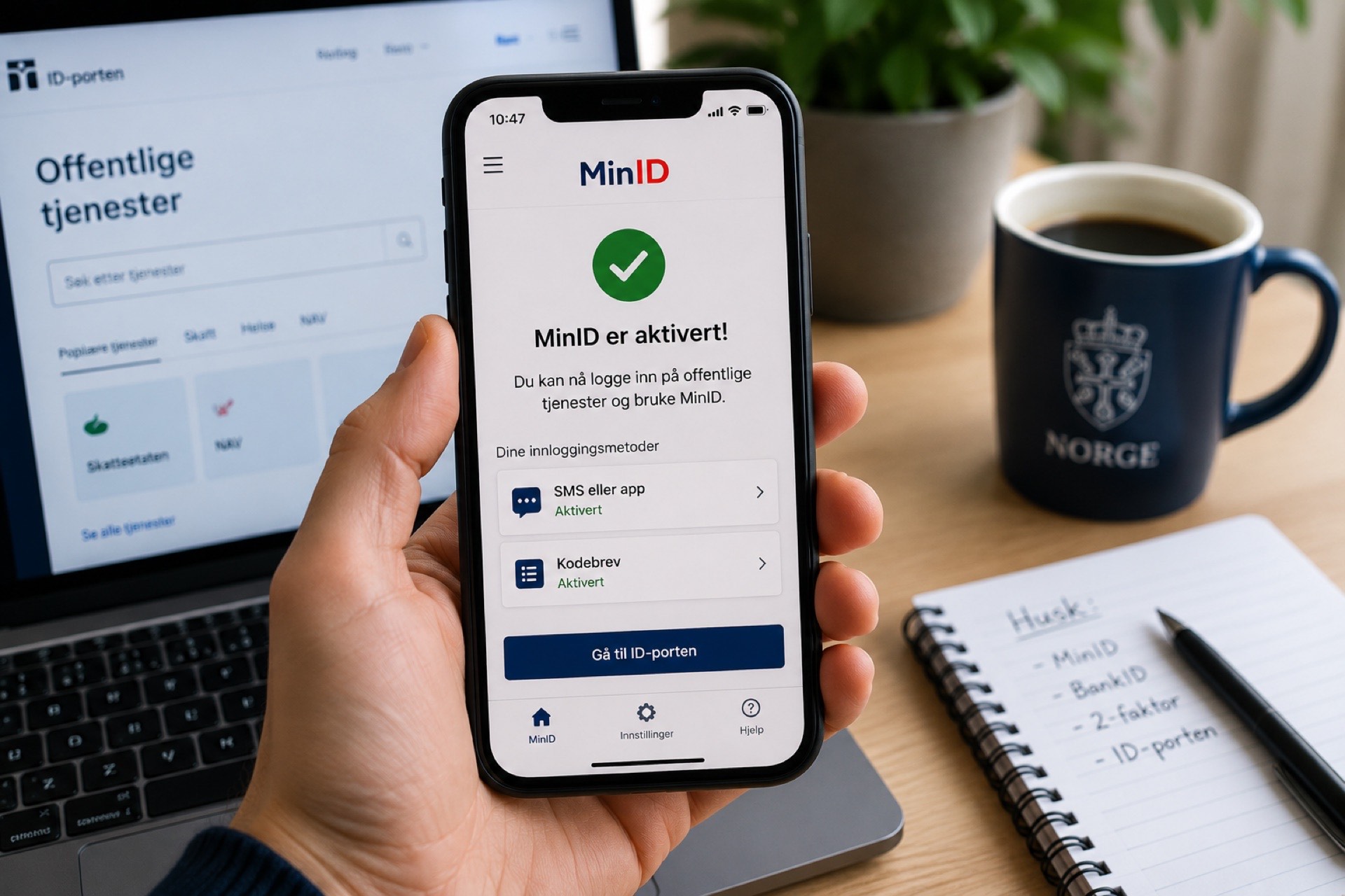 Ekran MinID er aktivert – potwierdzenie aktywacji MinID w aplikacji